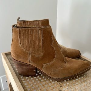 Sam Edelman Brown Suede Ankle Heel Boots, Size 8